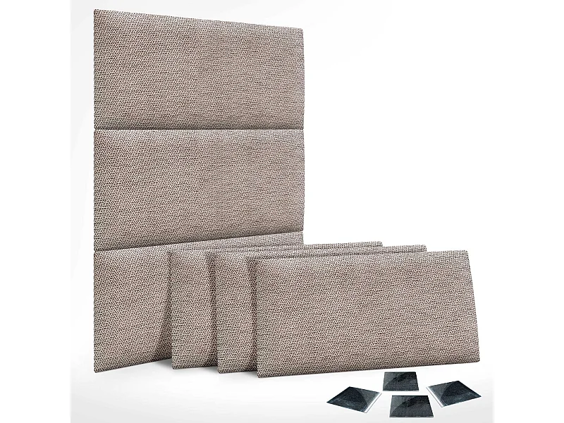 DHOME Set aus 6 luxuriös gepolsterte Paneele aus Stoff, Selbstklebende Akustik-Wandpaneele, schallabsorbierend, schützend (Ethnic Brown, 50x40cm, x6)