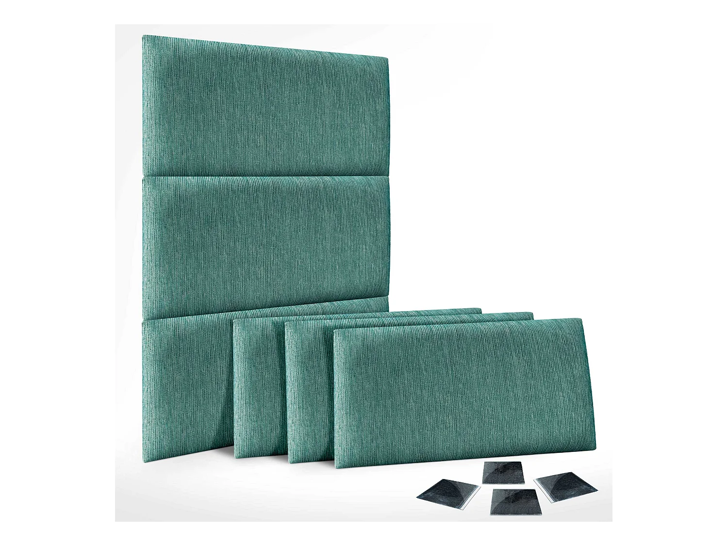 DHOME Ensemble de 6 Panneaux Tapissés en Tissu de Luxe Pack Autoadhésif pour Mur Acoustique Absorbant et Protecteur (Lineal Green, 50x40cm, x6)