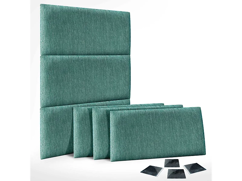 DHOME Set di 6 Pannelli Imbottiti in Tessuto di Lusso Pacchetto Autoadesivo per Pareti Assorbente Acustico e Protettivo (Lineal Green, 50x40cm, x6)