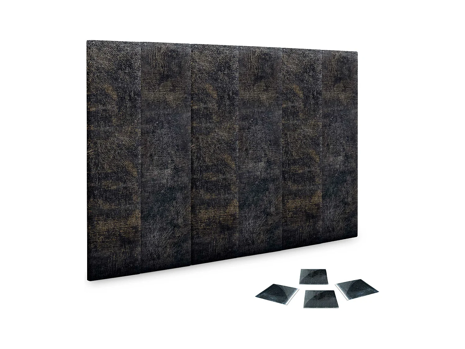 DHOME Ensemble de 6 Panneaux Tapissés en Tissu de Luxe Pack Autoadhésif pour Mur Acoustique Absorbant et Protecteur (Luxurious Black, 60x30cm, x6)