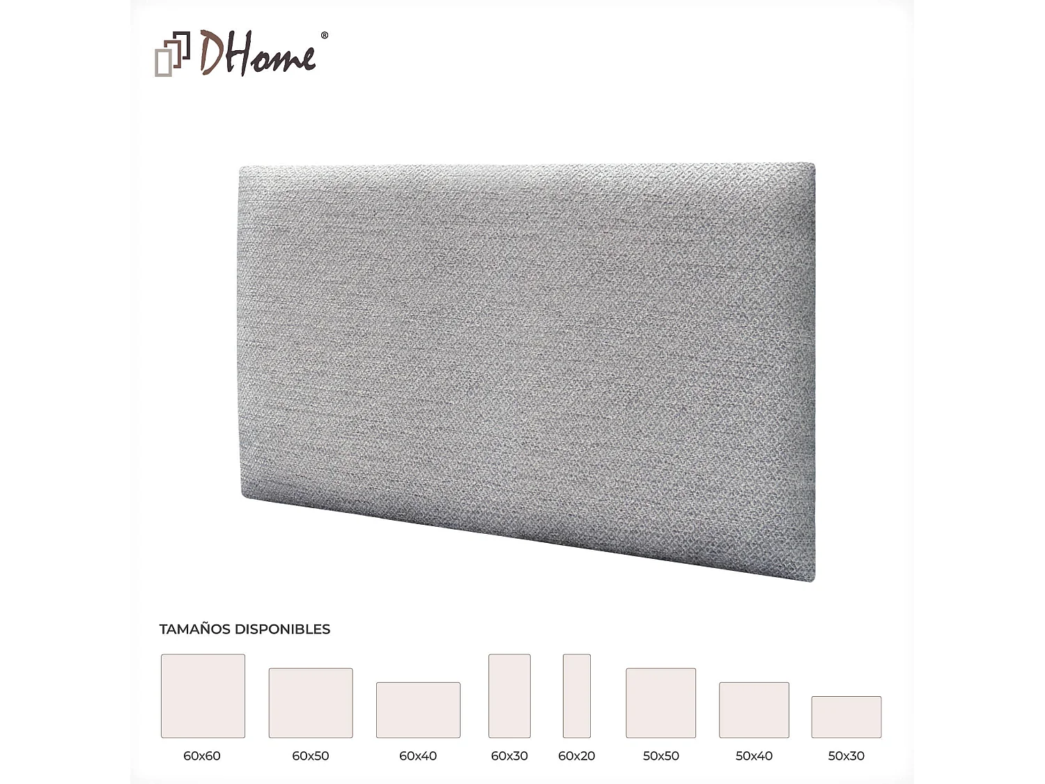 DHOME Panneaux Tapissés Exclusifs Série Luxury Edition Autoadhésifs pour Mur Acoustiques Absorbants Protection Chocs (Silver Grey, 60x50cm)
