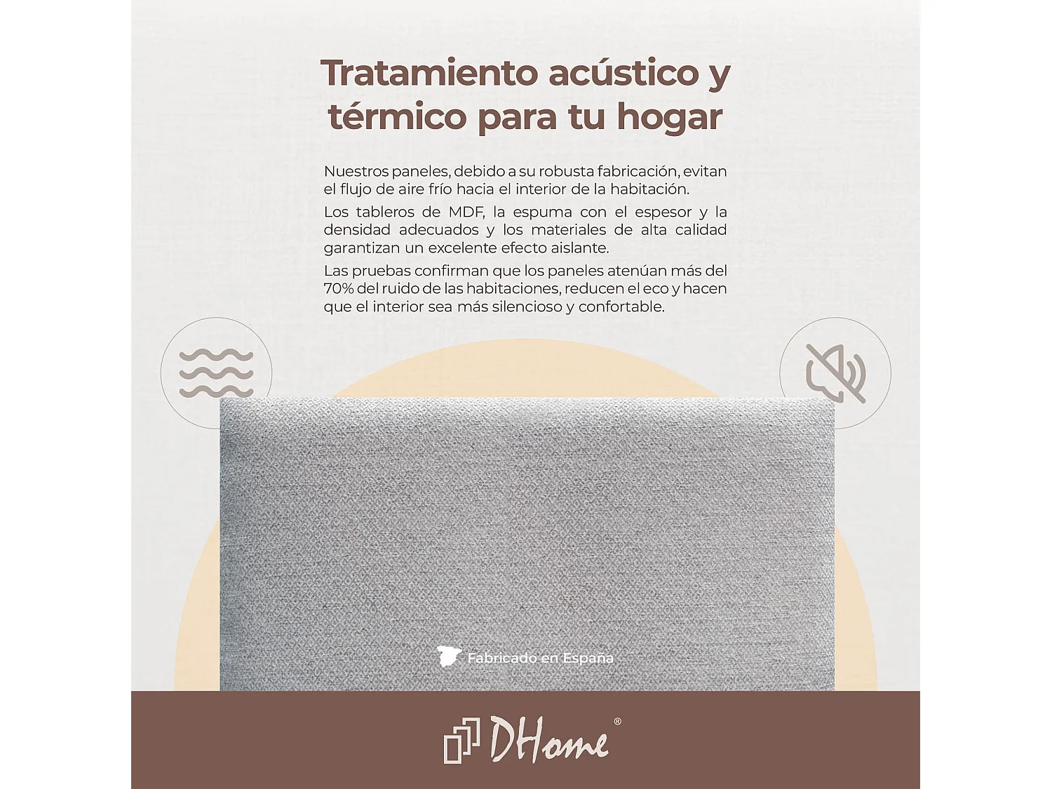 DHOME Panneaux Tapissés Exclusifs Série Luxury Edition Autoadhésifs pour Mur Acoustiques Absorbants Protection Chocs (Silver Grey, 60x60cm)