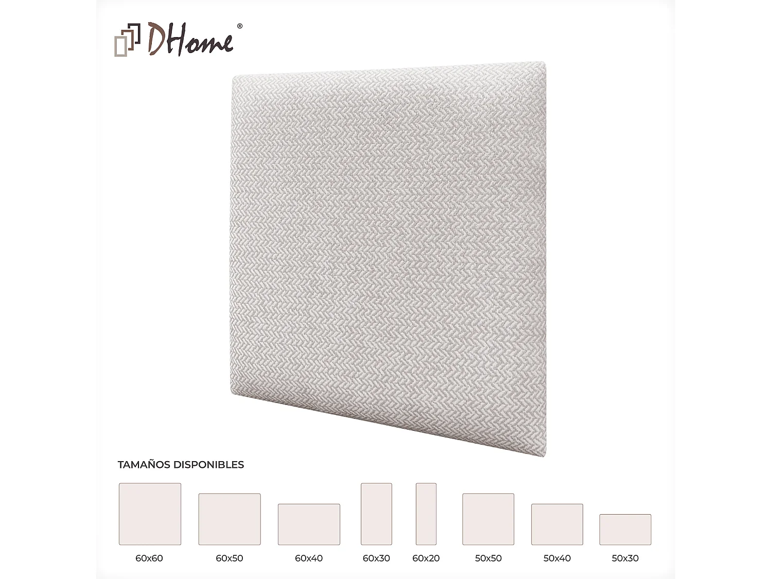 DHOME Panneaux Tapissés Exclusifs Série Luxury Edition Autoadhésifs pour Mur Acoustiques Absorbants Protection Chocs (Épis beige, 50x50cm)