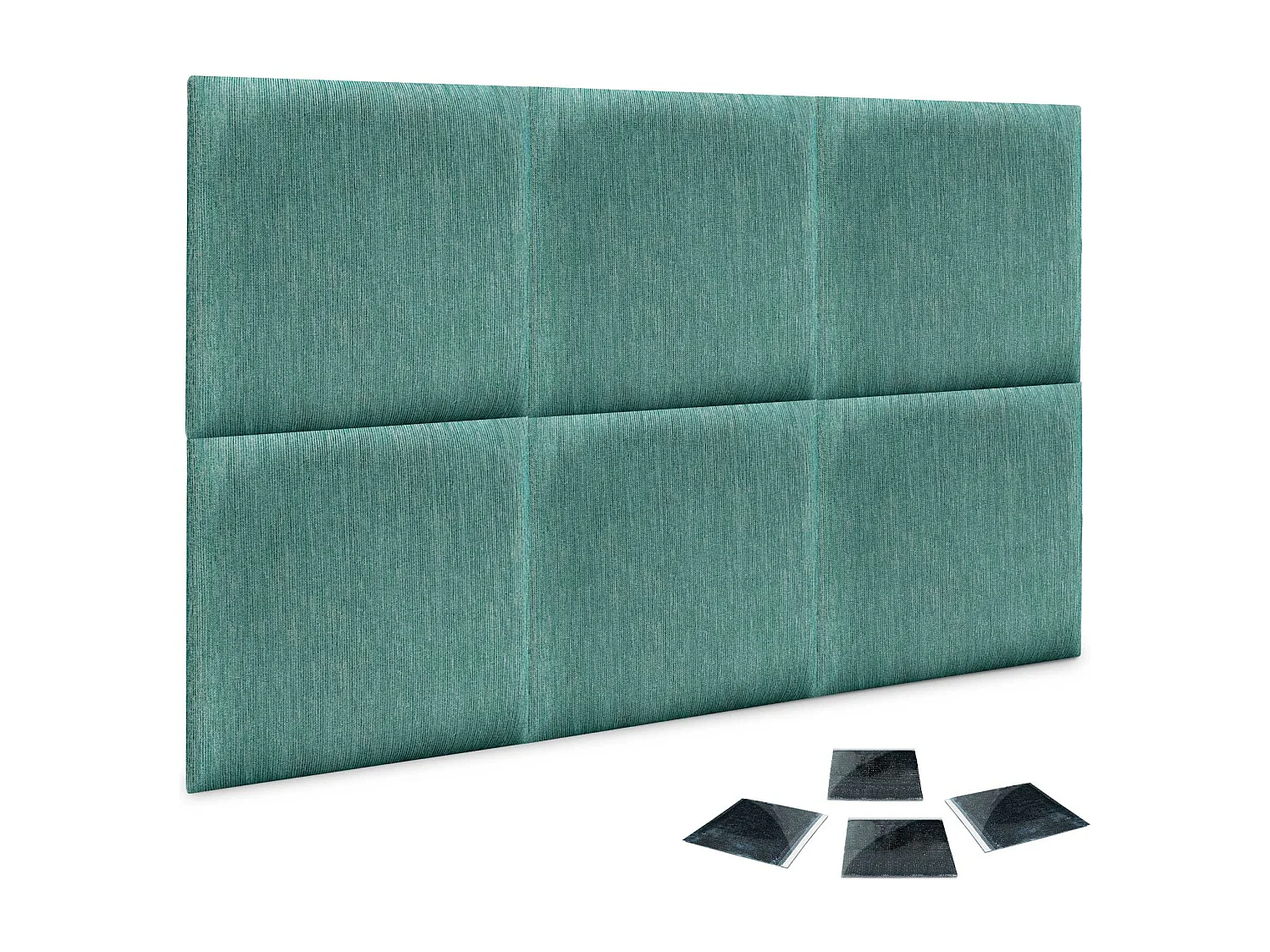 DHOME Ensemble de 6 Panneaux Tapissés en Tissu de Luxe Pack Autoadhésif pour Mur Acoustique Absorbant et Protecteur (Lineal Green, 50x30cm, x6)