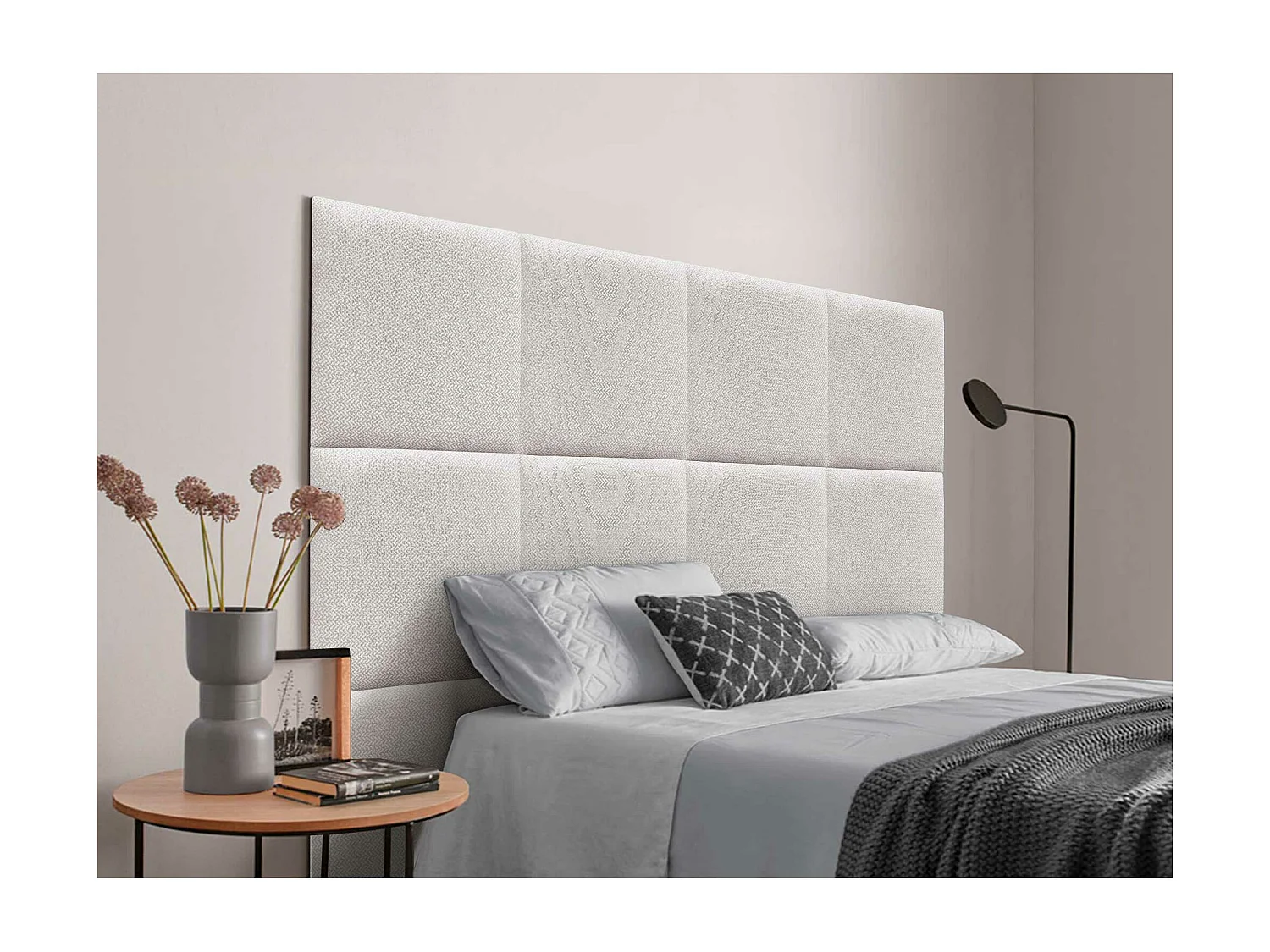 DHOME Tête de Lit Rembourrée Composée de Panneaux Autoadhésifs Interchangeables Série Luxury Edition Lit de Luxe Chambre (Épis Beige, 220cm)
