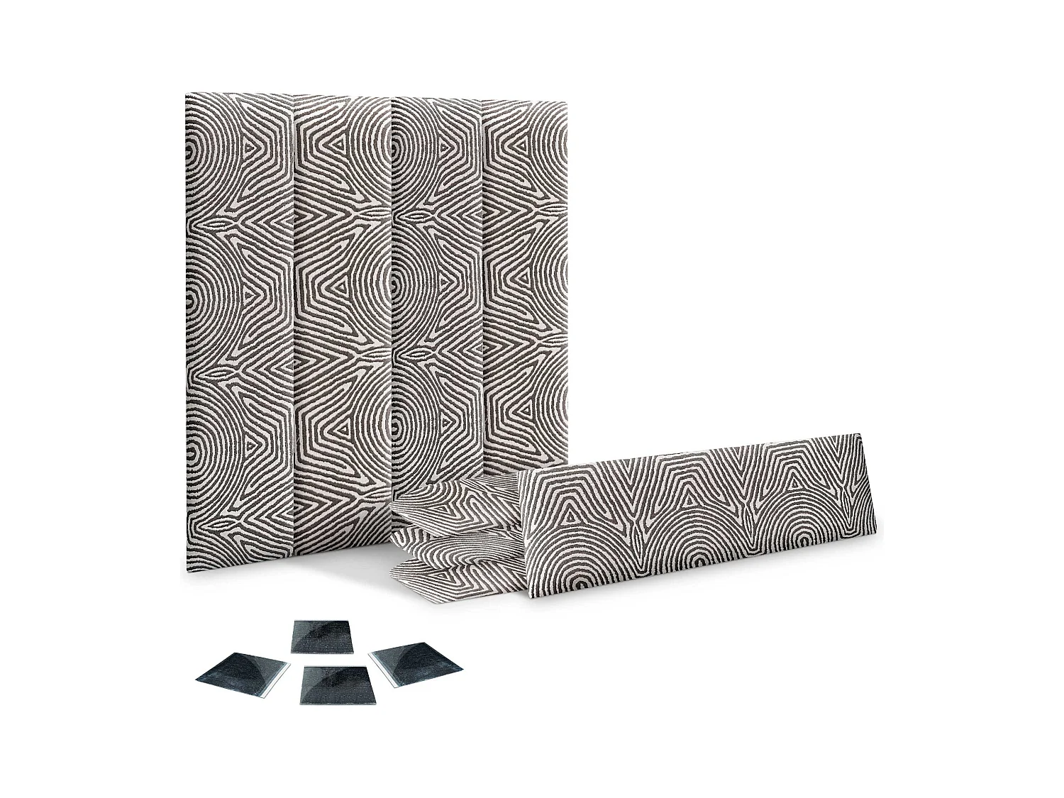 DHOME Ensemble de 8 Panneaux Tapissés en Tissu de Luxe Pack Autoadhésif pour Mur Acoustique Absorbant et Protecteur (Tribal, 60x20cm, x8)