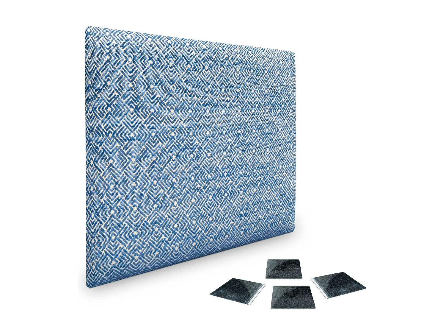 DHOME Set aus 1 luxuriös gepolstertes Paneel aus Stoff, Selbstklebendes Akustik-Wandpaneel, schallabsorbierend, schützend (Ethnic Blue, 60x40cm, x1)
