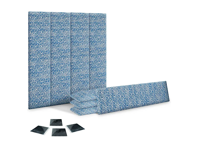 DHOME Juego de 8 Paneles Tapizados de Tela de Lujo Pack Autoadhesivos para Pared Acústicos Absorbentes Protección (Ethnic Blue, 60x30cm, x8)