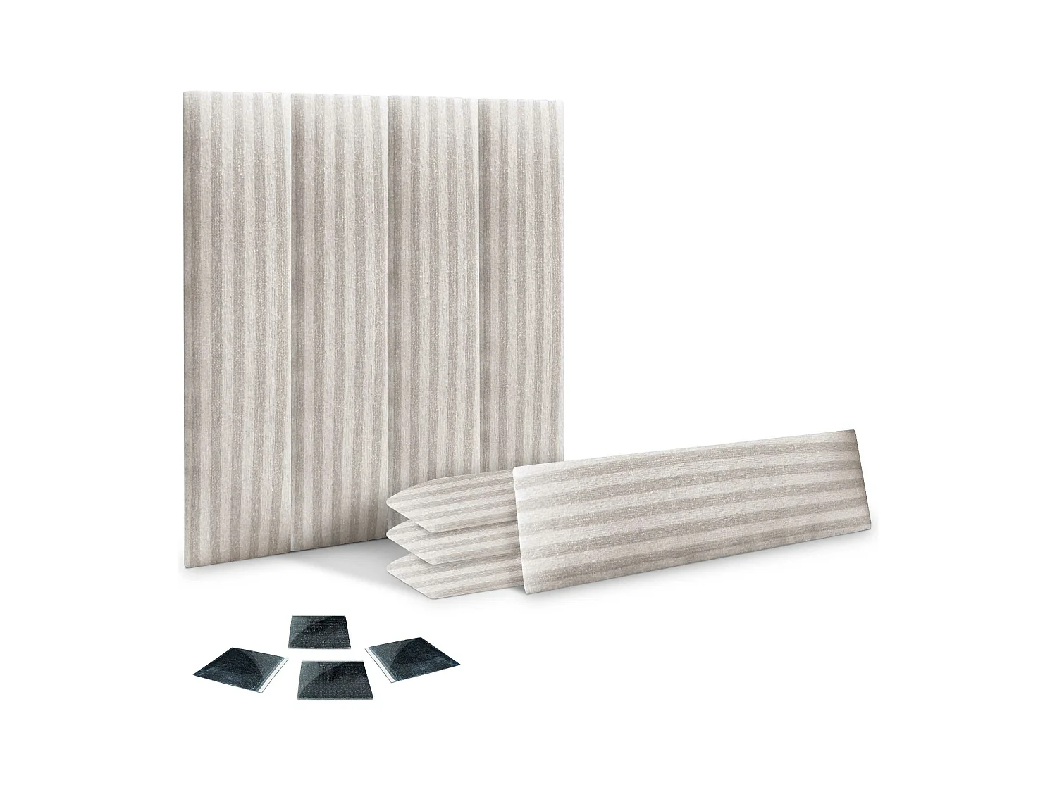 DHOME Set di 8 Pannelli Imbottiti in Tessuto di Lusso Pacchetto Autoadesivo per Pareti Assorbente Acustico e Protettivo (Cream, 60x20cm, x8)