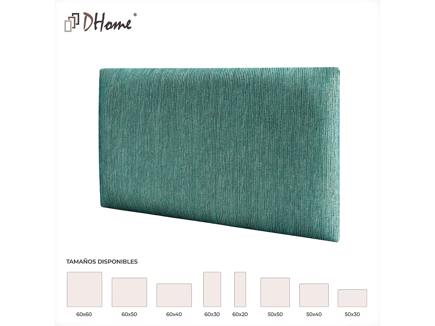 DHOME Ensemble de 1 Panneaux Tapissés en Tissu de Luxe Pack Autoadhésif pour Mur Acoustique Absorbant et Protecteur (Lineal Green, 60x60cm, x1)
