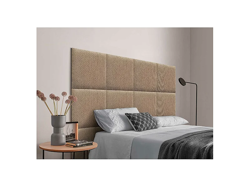 DHOME Gepolstertes Kopfteil aus austauschbaren selbstklebenden Paneelen Luxury Edition Serie Luxusbett Schlafzimmer (Golden Wood, 135cm)