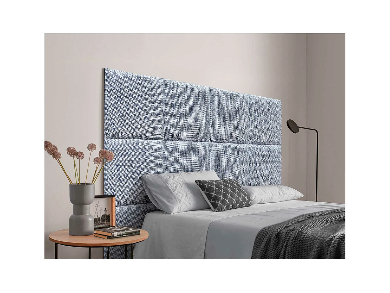 DHOME Testiera Imbottita Composta da Pannelli Autoadesivi Intercambiabili Serie Luxury Edition Letto di Lusso Camera da Letto (Spighe Blu, 120cm)