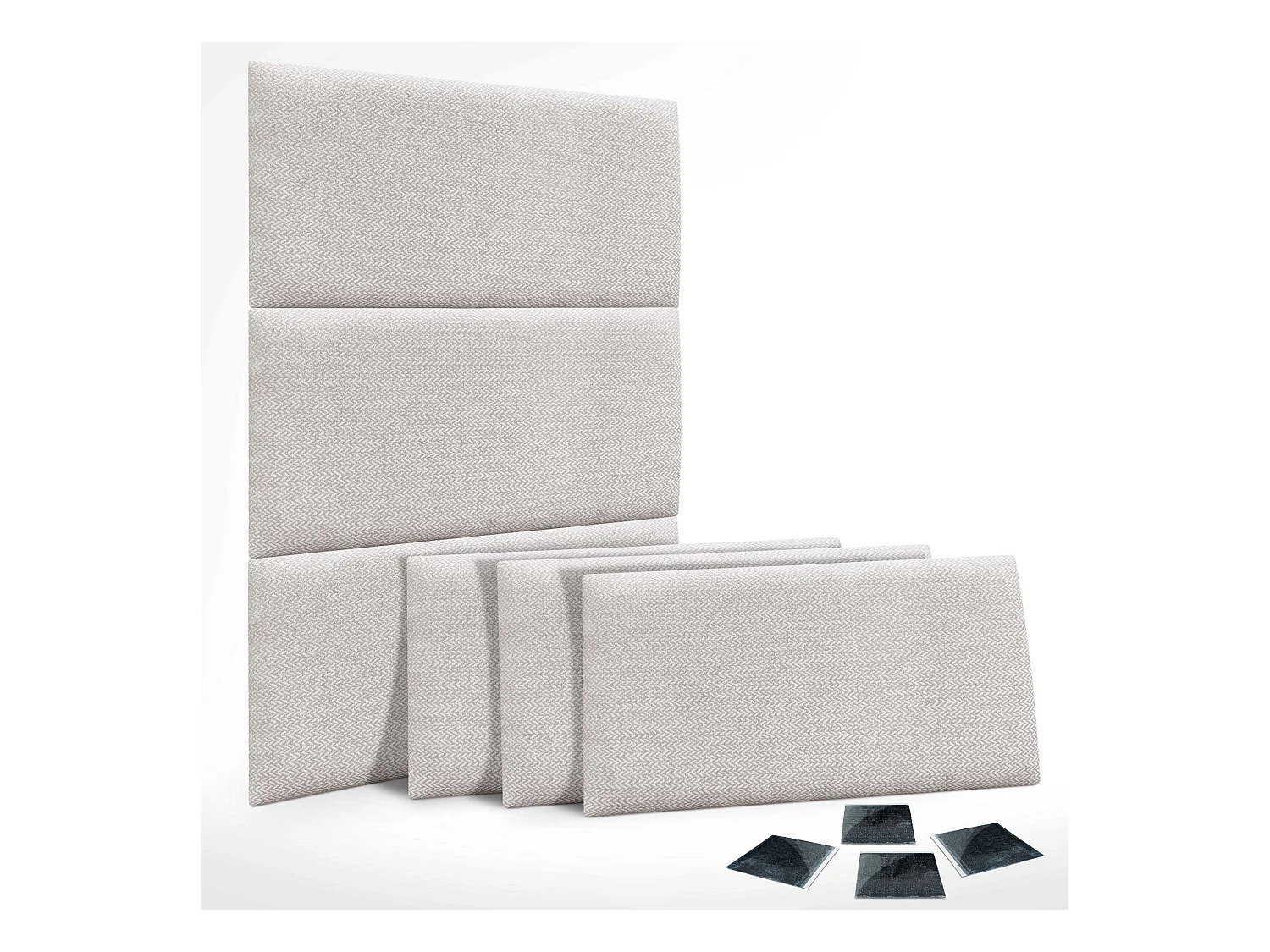 DHOME Set van 6 Luxe Stoffen Zelfklevende Gestoffeerde Panelen voor Muur, Geluidsabsorberend en Beschermend (Aren Beige, 50x40cm, x6)