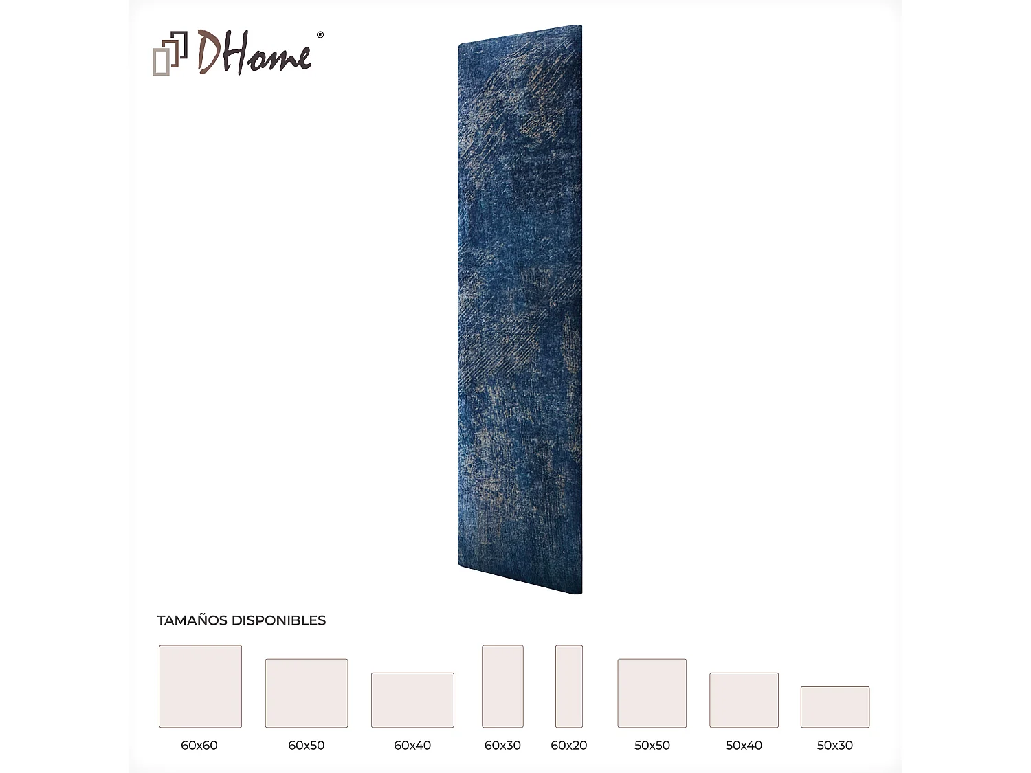 DHOME Juego de 1 Panele Tapizado de Tela de Lujo Pack Autoadhesivos para Pared Acústicos Absorbentes Protección (Luxurious Blue, 60x30cm, x1)