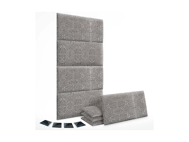 DHOME Ensemble de 8 Panneaux Tapissés en Tissu de Luxe Pack Autoadhésif pour Mur Acoustique Absorbant et Protecteur (Tribal, 50x40cm, x8)