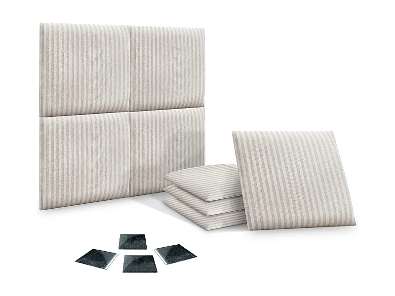DHOME Set aus 8 luxuriös gepolsterte Paneele aus Stoff, Selbstklebende Akustik-Wandpaneele, schallabsorbierend, schützend (Cream, 50x30cm, x8)
