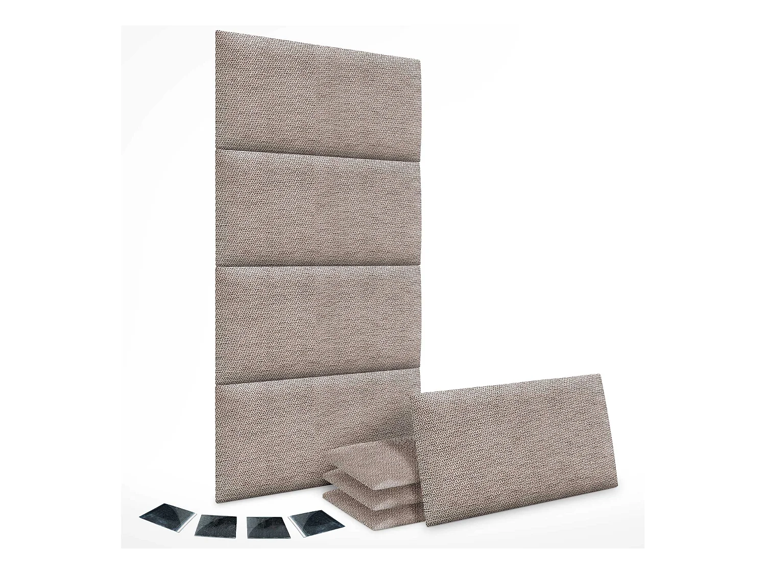 DHOME Ensemble de 8 Panneaux Tapissés en Tissu de Luxe Pack Autoadhésif pour Mur Acoustique Absorbant et Protecteur (Ethnic Brown, 50x40cm, x8)