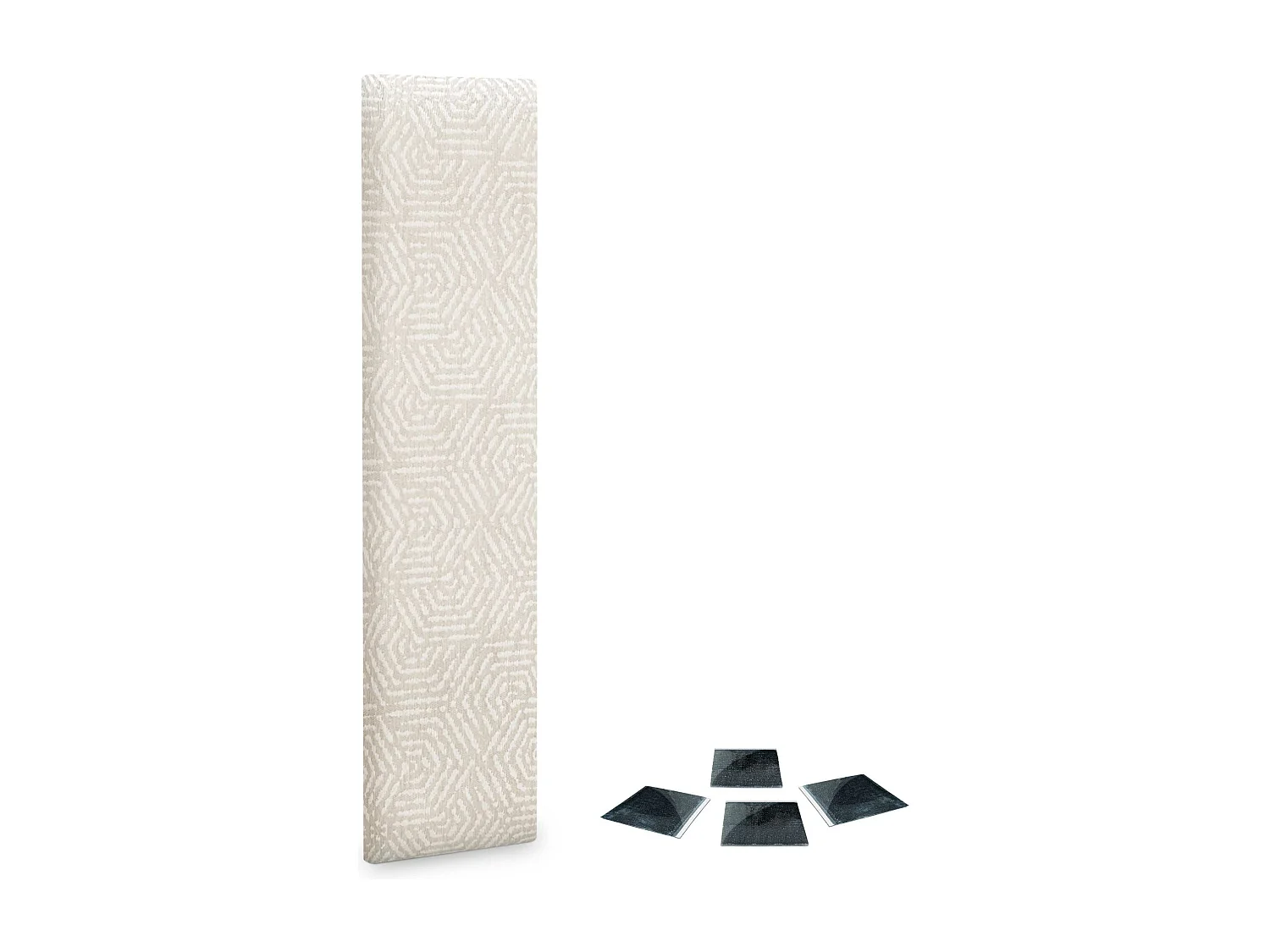 DHOME Ensemble de 1 Panneaux Tapissés en Tissu de Luxe Pack Autoadhésif pour Mur Acoustique Absorbant et Protecteur (Ethnic White, 60x30cm, x1)