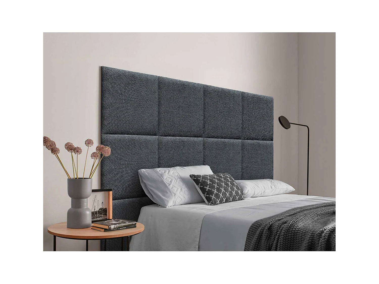 DHOME Testiera Imbottita Composta da Pannelli Autoadesivi Intercambiabili Serie Luxury Edition Letto di Lusso Camera da Letto (Silver Ebony, 150cm)
