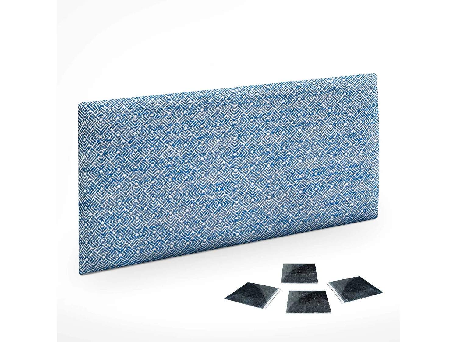 DHOME Set aus 1 luxuriös gepolstertes Paneel aus Stoff, Selbstklebendes Akustik-Wandpaneel, schallabsorbierend, schützend (Ethnic Blue, 60x50cm, x1)