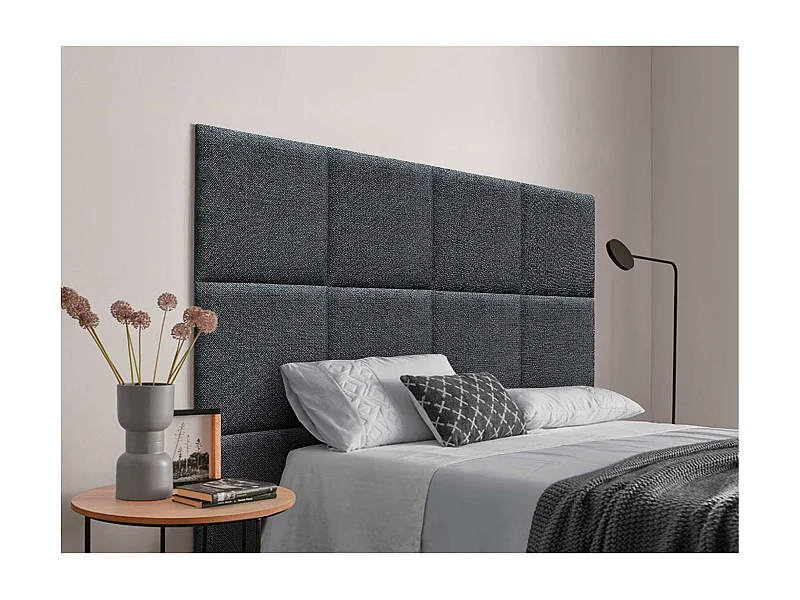 DHOME Tête de Lit Rembourrée Composée de Panneaux Autoadhésifs Interchangeables Série Luxury Edition Lit de Luxe Chambre (Silver Ebony, 80cm)