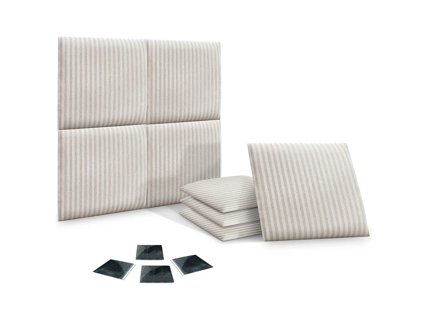 DHOME Juego de 8 Paneles Tapizados de Tela de Lujo Pack Autoadhesivos para Pared Acústicos Absorbentes Protección (Cream, 60x40cm, x8)