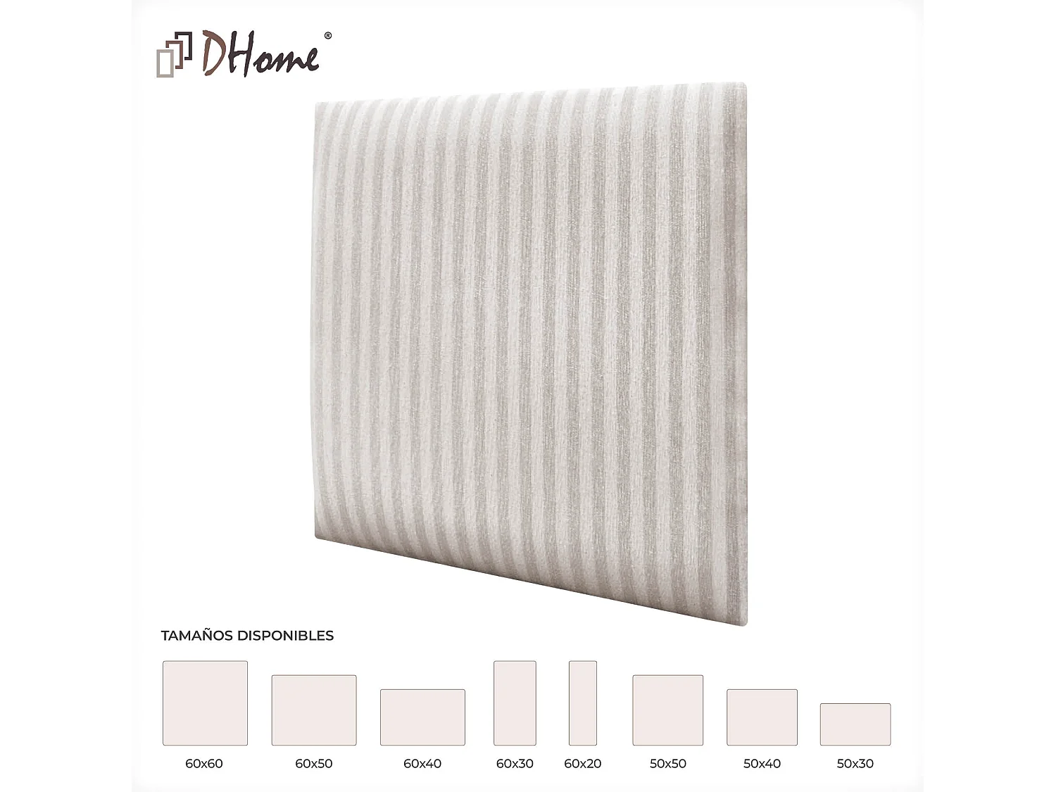 DHOME Ensemble de 1 Panneaux Tapissés en Tissu de Luxe Pack Autoadhésif pour Mur Acoustique Absorbant et Protecteur (Cream, 60x40cm, x1)