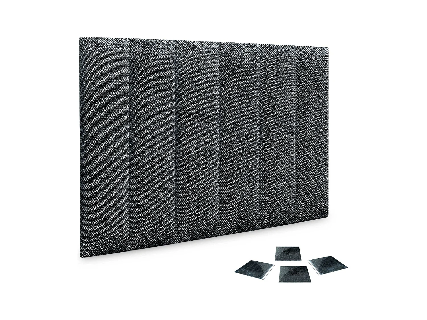 DHOME Juego de 6 Paneles Tapizados de Tela de Lujo Pack Autoadhesivos para Pared Acústicos Absorbentes Protección (Silver Ebony, 60x30cm, x6)