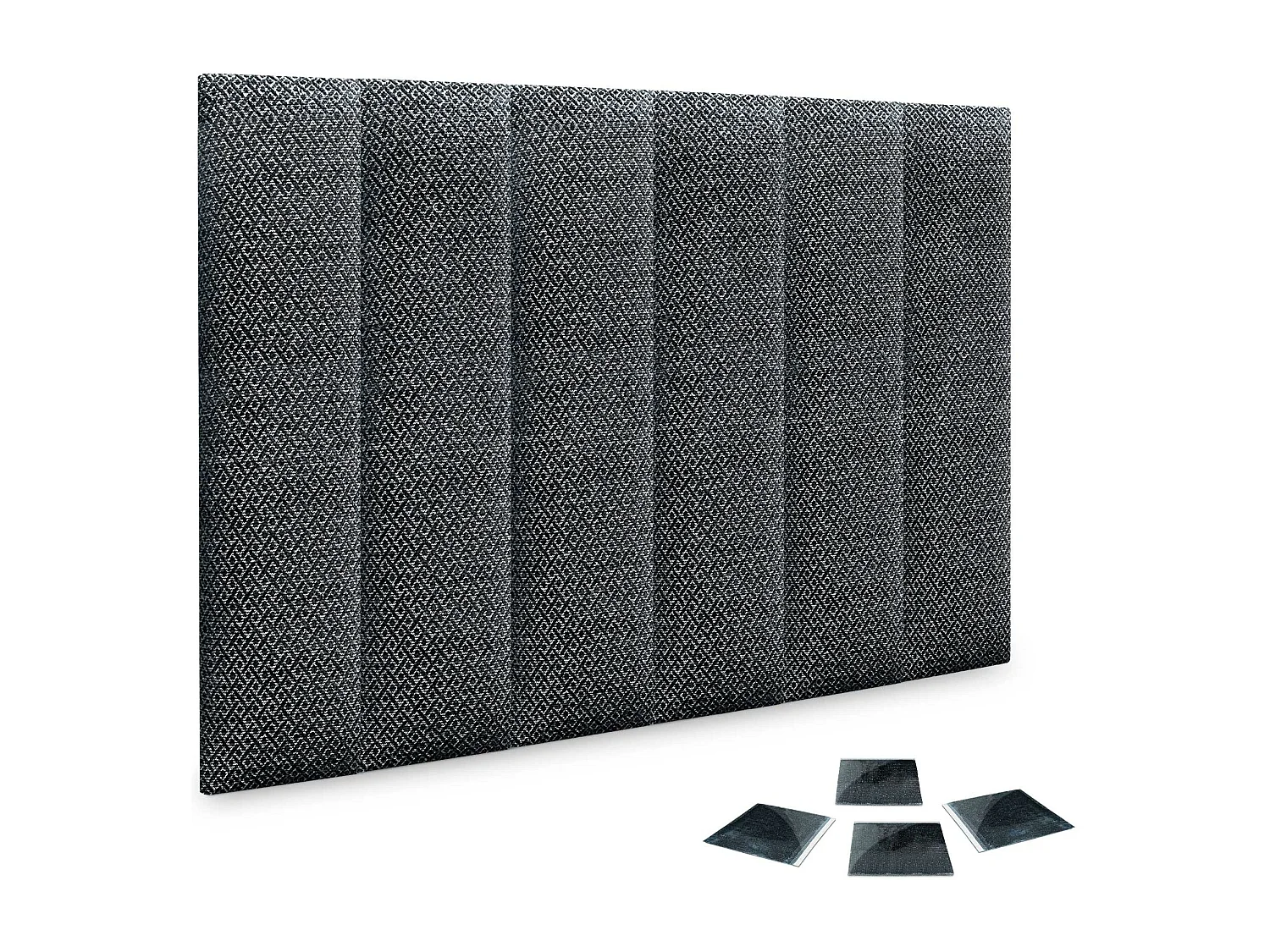 DHOME Juego de 6 Paneles Tapizados de Tela de Lujo Pack Autoadhesivos para Pared Acústicos Absorbentes Protección (Silver Ebony, 60x30cm, x6)