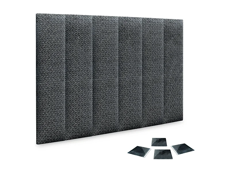 DHOME Juego de 6 Paneles Tapizados de Tela de Lujo Pack Autoadhesivos para Pared Acústicos Absorbentes Protección (Silver Ebony, 60x30cm, x6)
