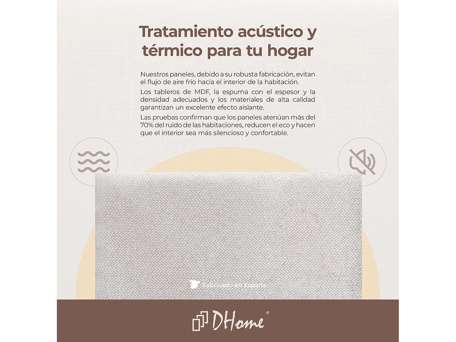 DHOME Panneaux Tapissés Exclusifs Série Luxury Edition Autoadhésifs pour Mur Acoustiques Absorbants Protection Chocs (Épis beige, 60x50cm)