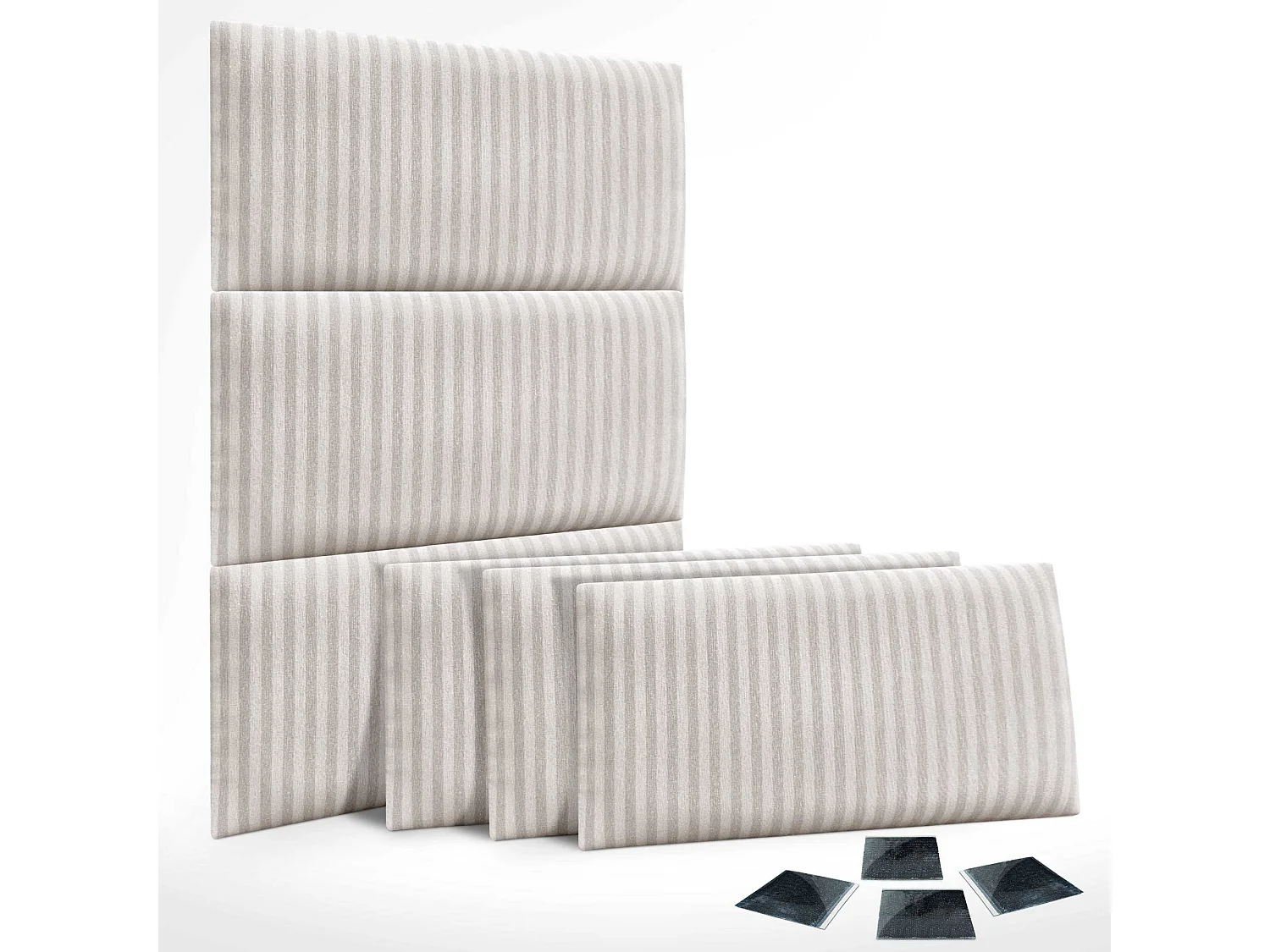 DHOME Set aus 6 luxuriös gepolsterte Paneele aus Stoff, Selbstklebende Akustik-Wandpaneele, schallabsorbierend, schützend (Cream, 60x50cm, x6)