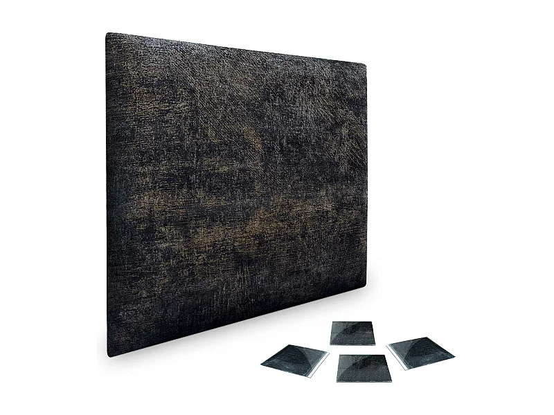 DHOME Set van 1 Luxe Stoffen Zelfklevend Gestoffeerd Paneel voor Muur, Geluidsabsorberend en Beschermend (Luxurious Black, 50x30cm, x1)
