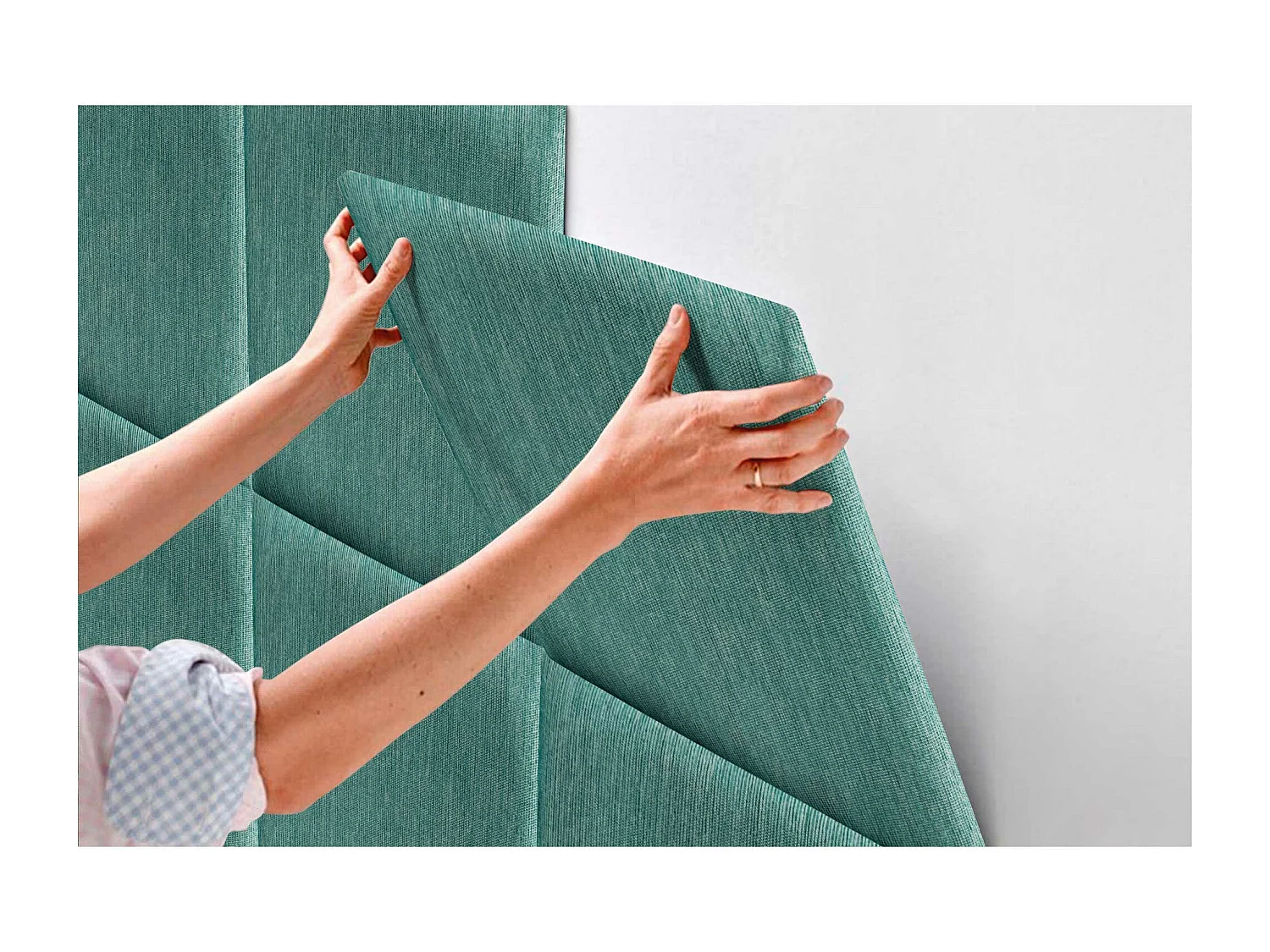 DHOME Gepolstertes Kopfteil aus austauschbaren selbstklebenden Paneelen Luxury Edition Serie Luxusbett Schlafzimmer (Lineal Green, 190cm)