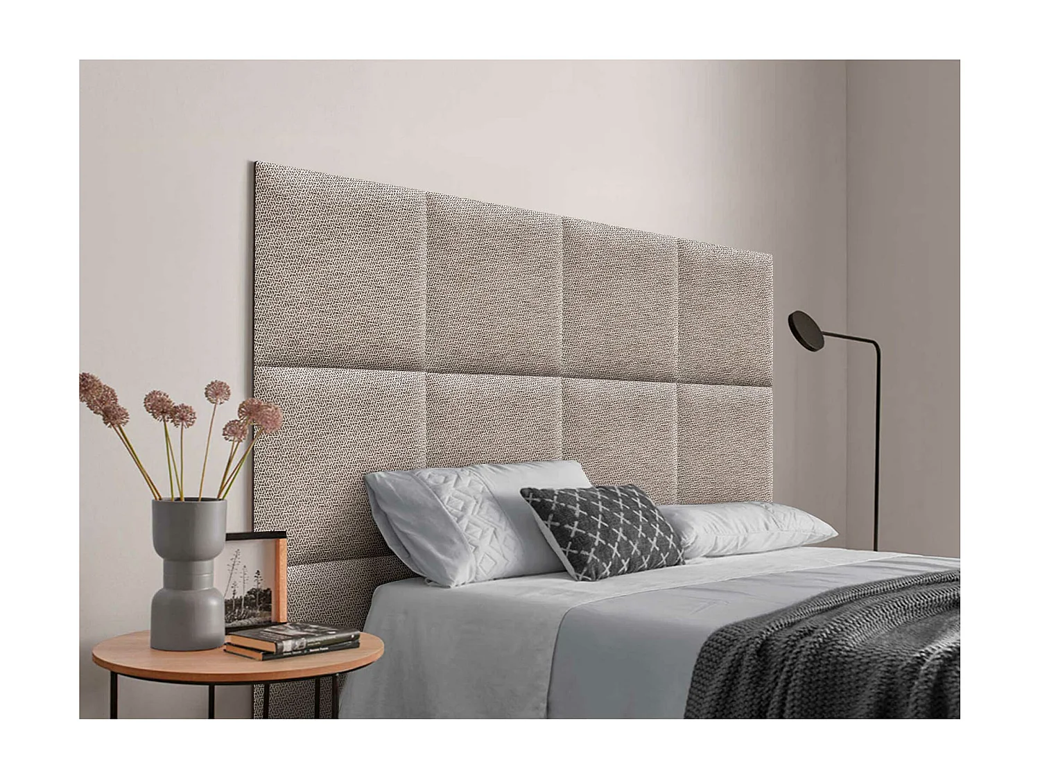 DHOME Tête de Lit Rembourrée Composée de Panneaux Autoadhésifs Interchangeables Série Luxury Edition Lit de Luxe Chambre (Ethnic Brown, 95cm)