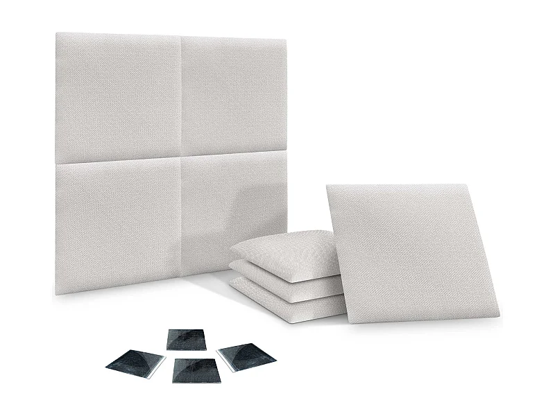 DHOME Ensemble de 8 Panneaux Tapissés en Tissu de Luxe Pack Autoadhésif pour Mur Acoustique Absorbant et Protecteur (Silver Nacar, 60x40cm, x8)