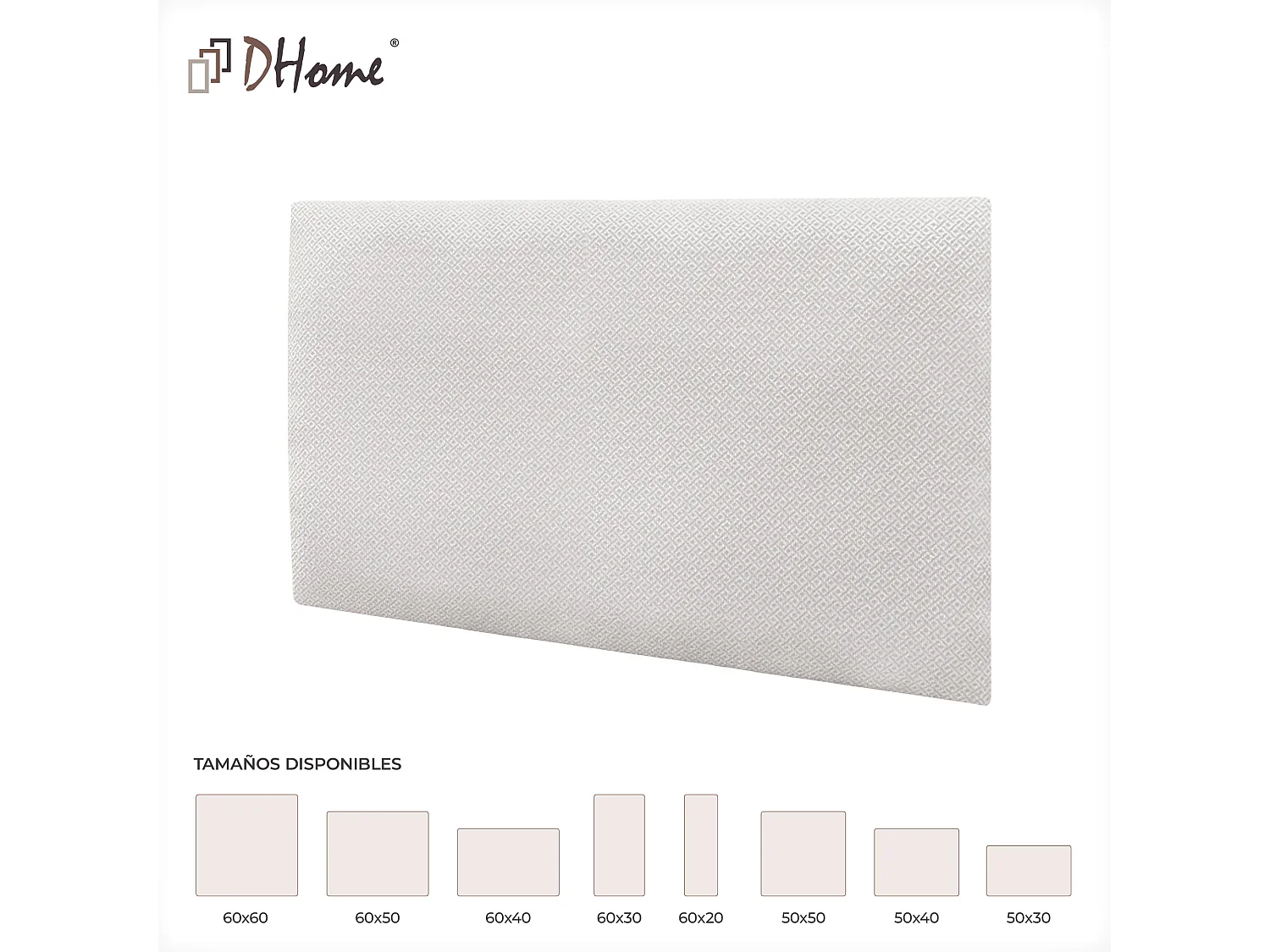 DHOME Ensemble de 6 Panneaux Tapissés en Tissu de Luxe Pack Autoadhésif pour Mur Acoustique Absorbant et Protecteur (Silver Nacar, 50x50cm, x6)