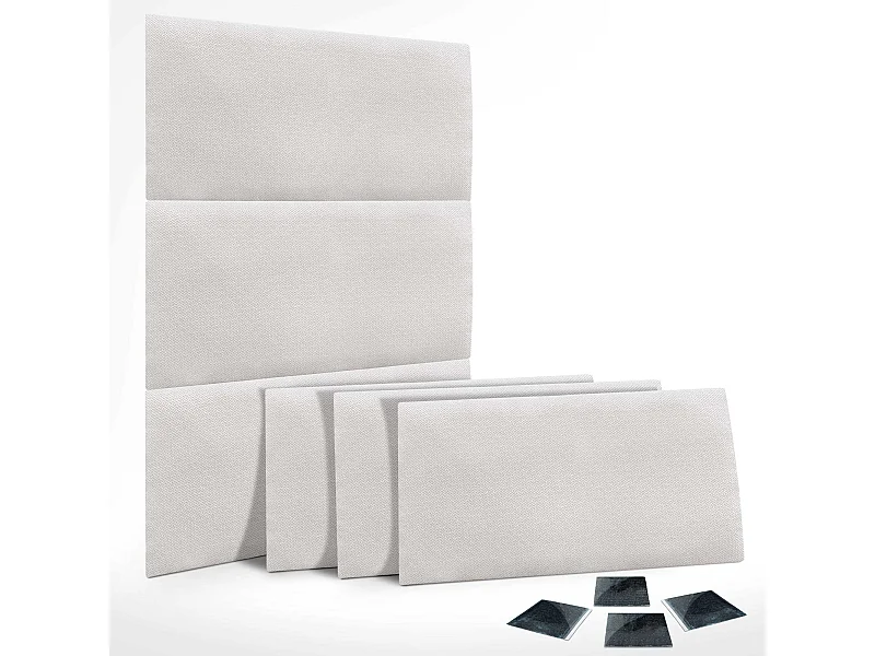 DHOME Ensemble de 6 Panneaux Tapissés en Tissu de Luxe Pack Autoadhésif pour Mur Acoustique Absorbant et Protecteur (Silver Nacar, 50x50cm, x6)
