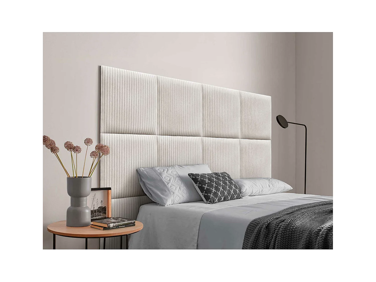 DHOME Tête de Lit Rembourrée Composée de Panneaux Autoadhésifs Interchangeables Série Luxury Edition Lit de Luxe Chambre (Cream, 105cm)