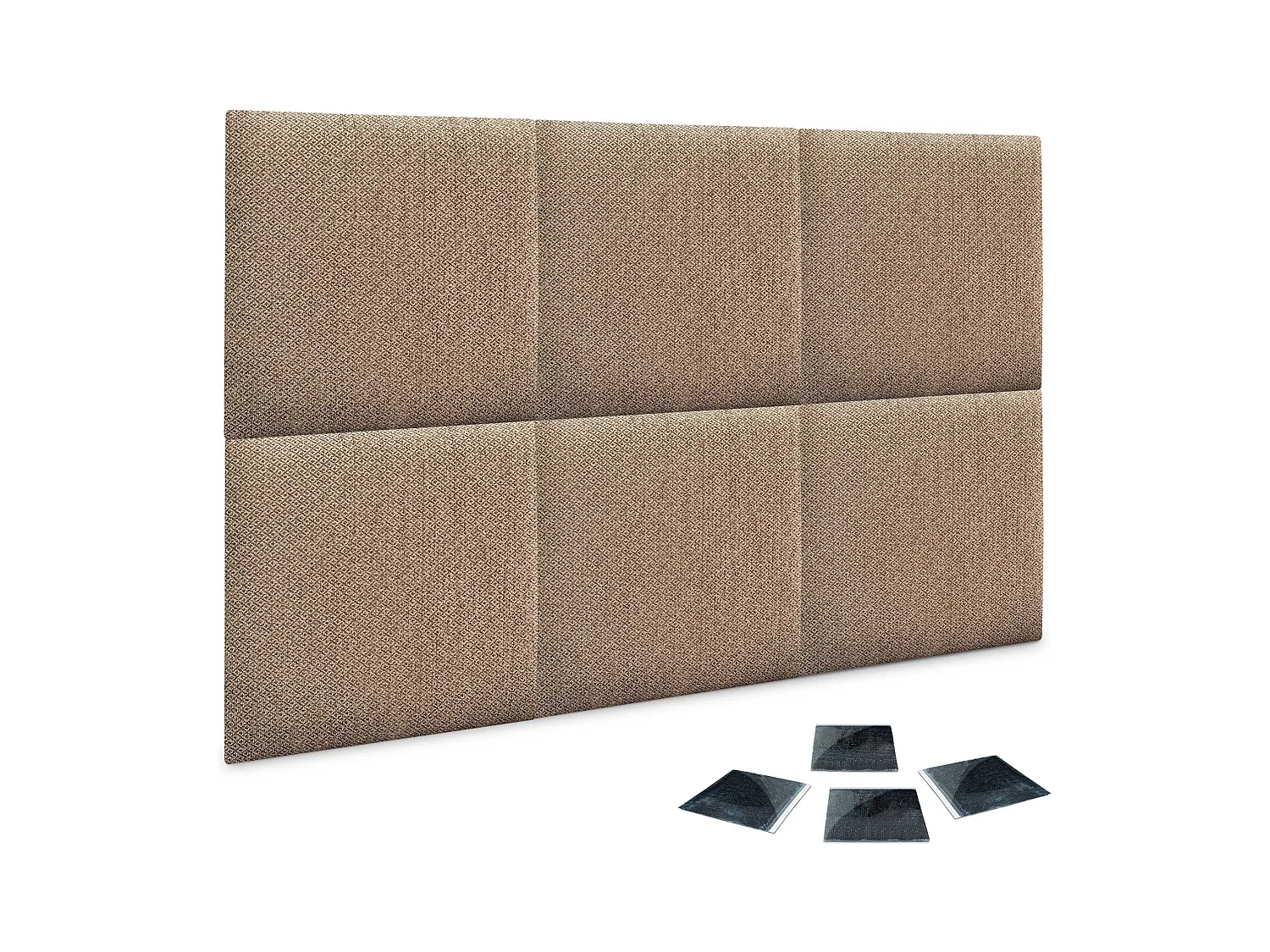 DHOME Ensemble de 6 Panneaux Tapissés en Tissu de Luxe Pack Autoadhésif pour Mur Acoustique Absorbant et Protecteur (Golden Wood, 60x40cm, x6)