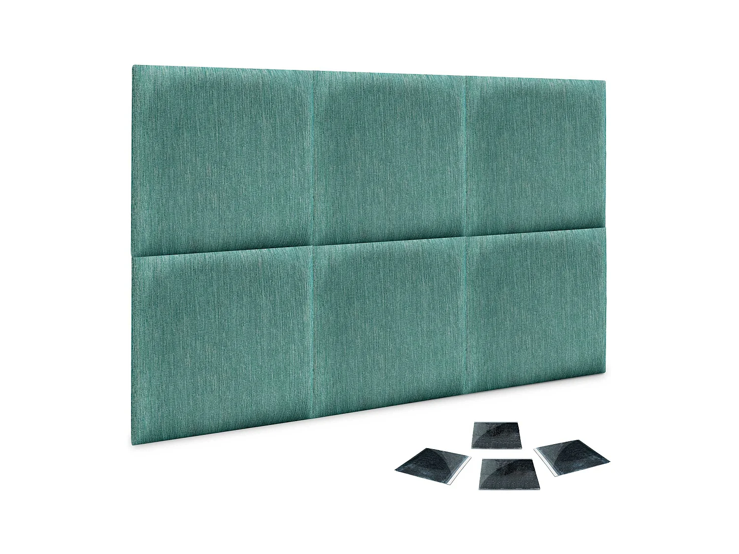 DHOME Set aus 6 luxuriös gepolsterte Paneele aus Stoff, Selbstklebende Akustik-Wandpaneele, schallabsorbierend, schützend (Lineal Green, 60x40cm, x6)