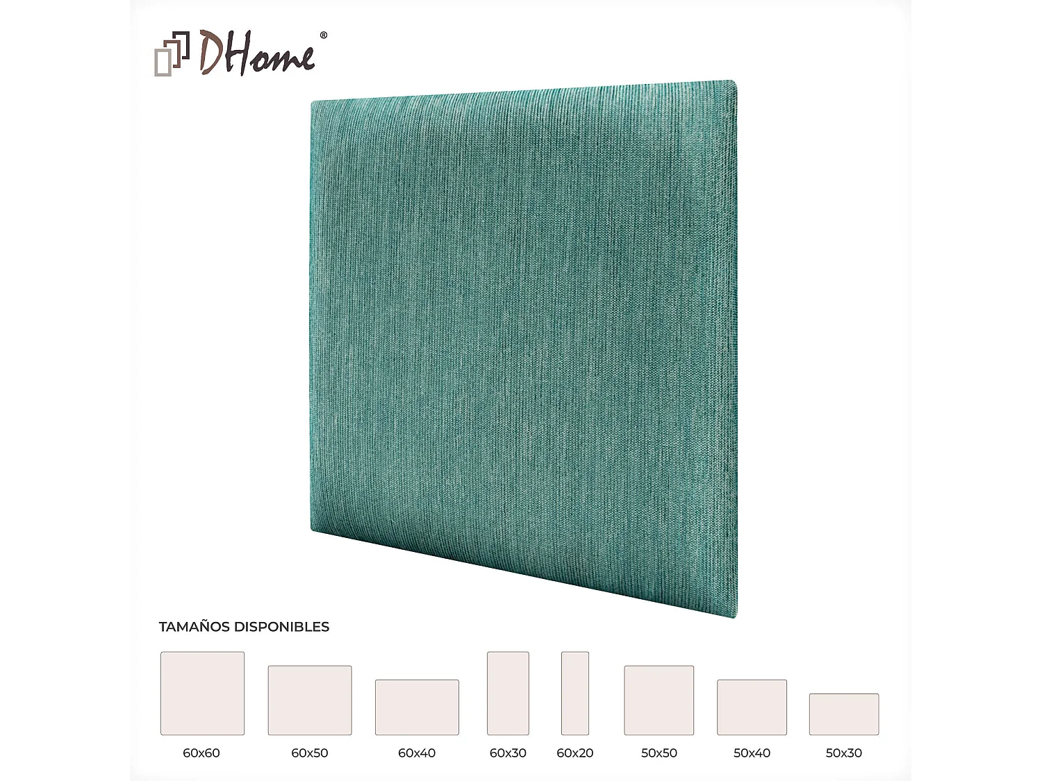 DHOME Juego de 6 Paneles Tapizados de Tela de Lujo Pack Autoadhesivos para Pared Acústicos Absorbentes Protección (Lineal Green, 60x40cm, x6)