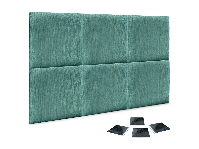 DHOME Ensemble de 6 Panneaux Tapissés en Tissu de Luxe Pack Autoadhésif pour Mur Acoustique Absorbant et Protecteur (Lineal Green, 60x40cm, x6)