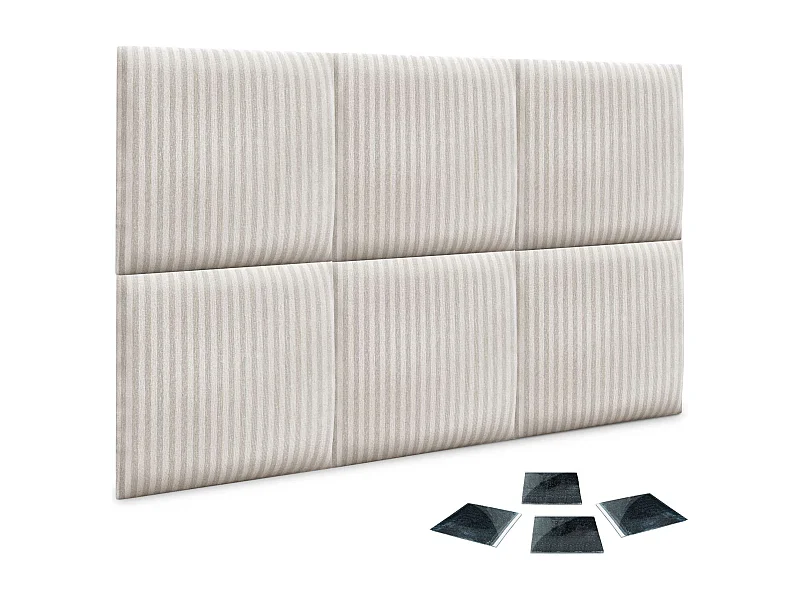 DHOME Ensemble de 6 Panneaux Tapissés en Tissu de Luxe Pack Autoadhésif pour Mur Acoustique Absorbant et Protecteur (Cream, 50x30cm, x6)