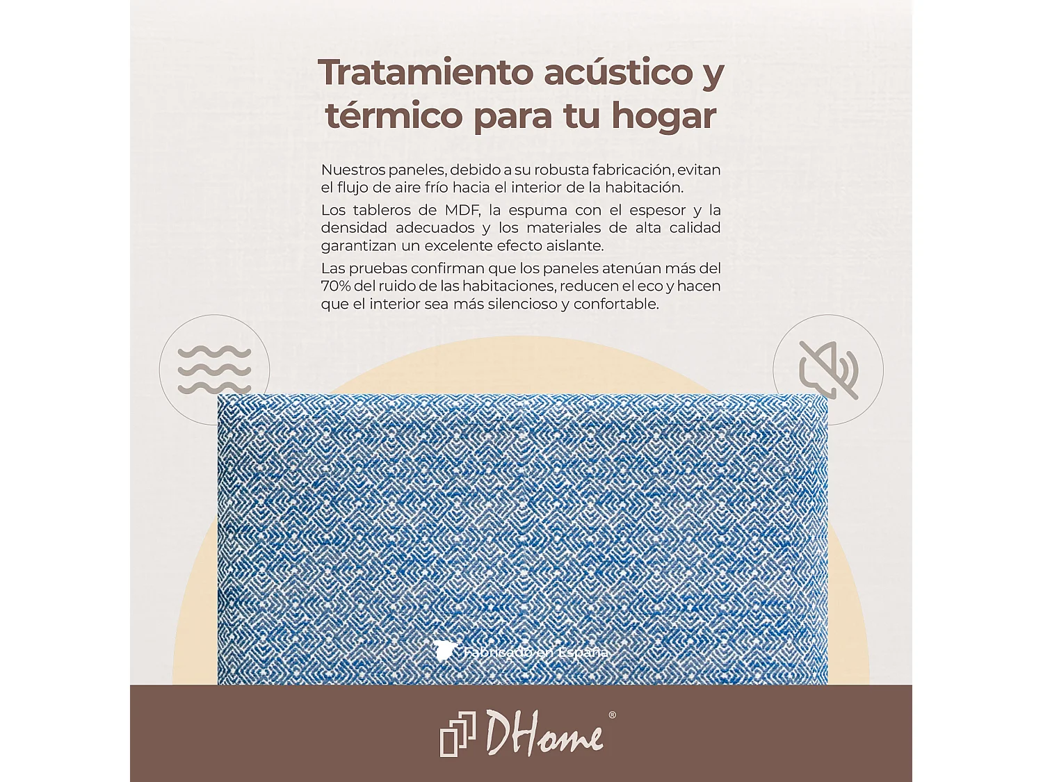 DHOME Panneaux Tapissés Exclusifs Série Luxury Edition Autoadhésifs pour Mur Acoustiques Absorbants Protection Chocs (Ethnic Blue, 50x40cm)