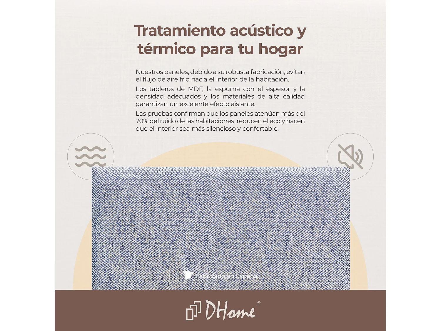 DHOME Pannelli Imbottiti Esclusivi Serie Luxury Edition Autoadesivi per Parete Acustici Assorbenti Protezione Urti Testiere (Spighe Blu, 60x50cm)