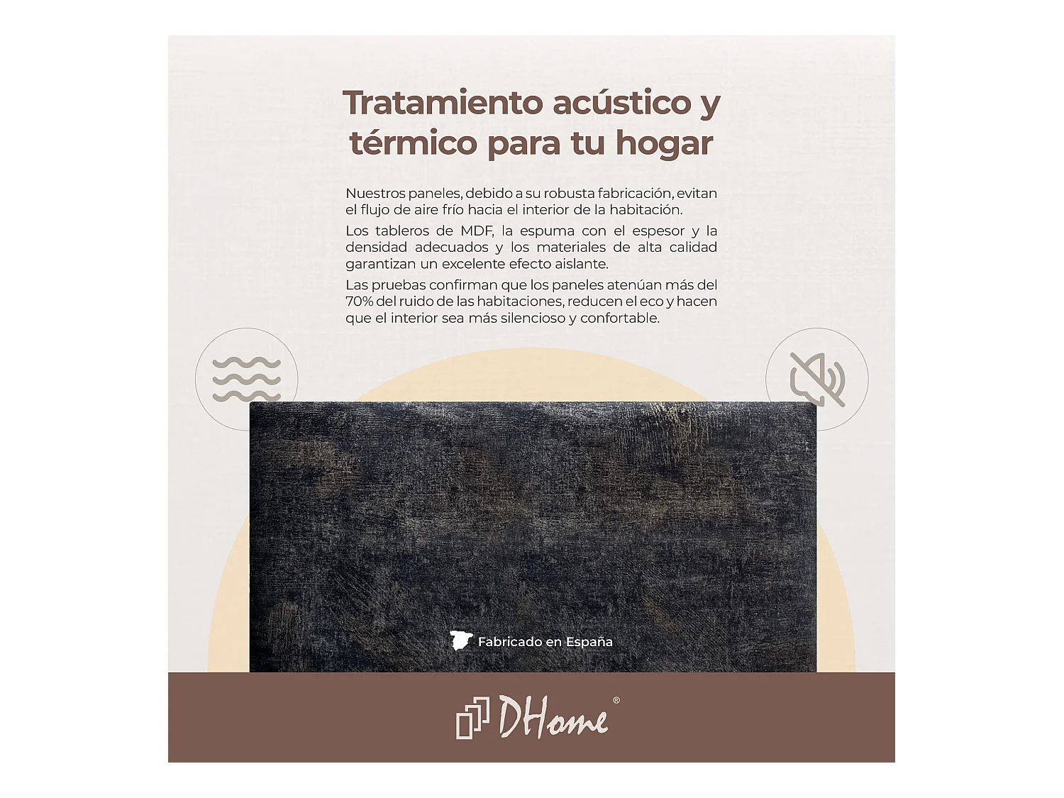 DHOME Ensemble de 6 Panneaux Tapissés en Tissu de Luxe Pack Autoadhésif pour Mur Acoustique Absorbant et Protecteur (Luxurious Black, 60x40cm, x6)