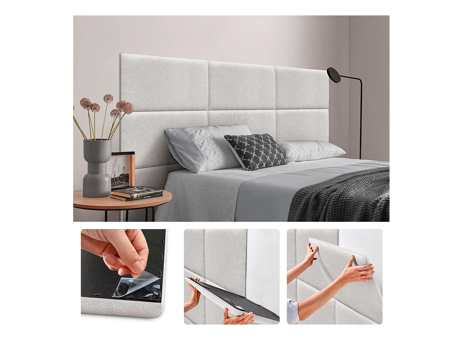DHOME Exklusive gepolsterte Wandpaneele Luxury Edition Series Selbstklebende akustische, stoßabsorbierende Wandpaneele für Aufprallschutz (Ähren Beige, 50x30cm)