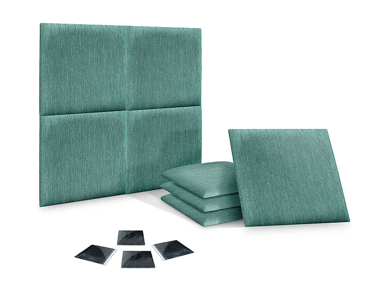 DHOME Set di 8 Pannelli Imbottiti in Tessuto di Lusso Pacchetto Autoadesivo per Pareti Assorbente Acustico e Protettivo (Lineal Green, 50x30cm, x8)