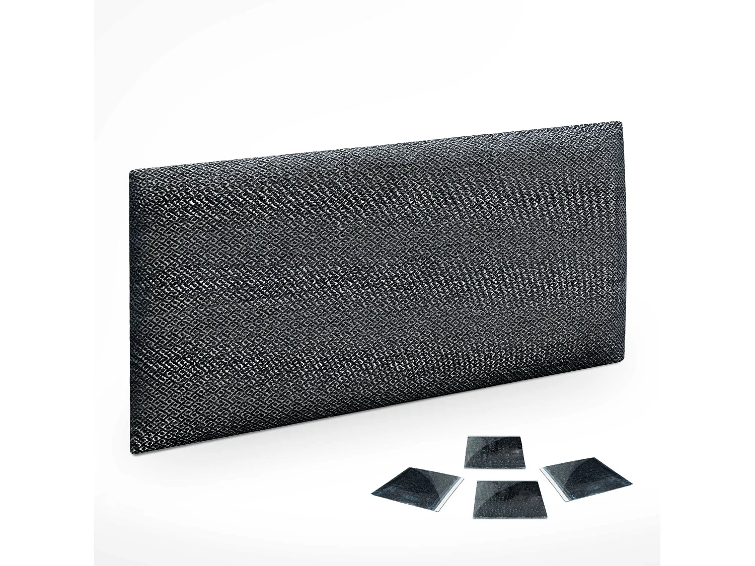DHOME Ensemble de 1 Panneaux Tapissés en Tissu de Luxe Pack Autoadhésif pour Mur Acoustique Absorbant et Protecteur (Silver Ebony, 50x40cm, x1)